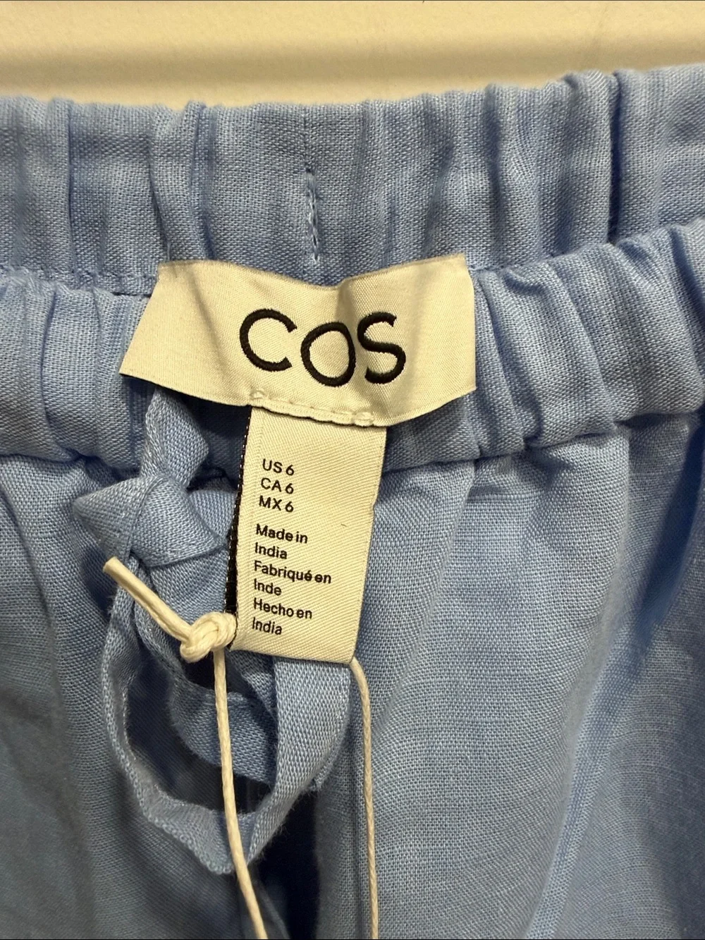 COS Light Blue Drawstring Wide-Leg linen Pants